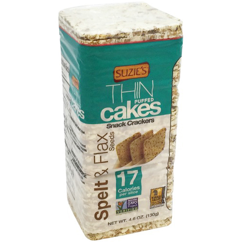 SUZIE'S - ORGANIC THIN PUFFED CAKES - NON GMO - SPELT&FLAX SEEDS 17c - 4.6oz