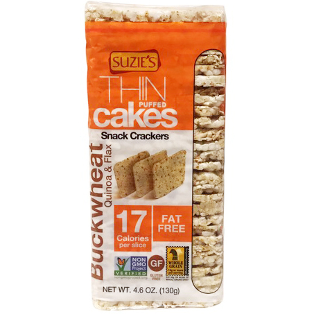 SUZIE'S - THIN PUFFED CAKES - NON GMO - GLUTEN FREE - Buckwheat Quinoa&Flax 17c - 4.9oz