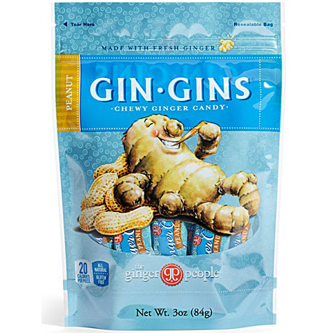 THE GINGER PEOPLE - GIN GINS CHEWY GINGER CANDY - NON GMO - GLUTEN FREE - (Peanut) - 3oz