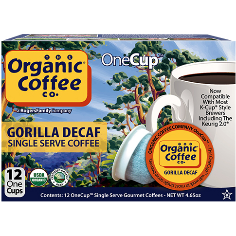 THE ORGANIC COFFEE CO. - GORILLA DECAF ONE CUPS - 12cups
