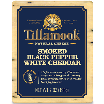 TILLAMOOK - SMOKED BLACK PEPPER WHITE CHEDDAR NATURAL CHEESE - 7oz