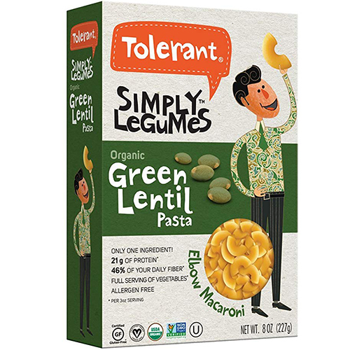 TOLERANT - SIMPLY LEGUMES ORGANIC GREEN LENTIL PASTA - (Elbow Macaroni) - 8oz