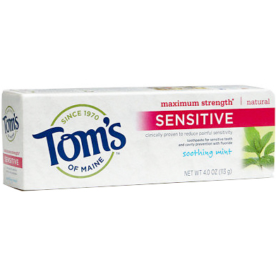 TOM'S - MAXIMUM STRENGTH TOOTHPASTE FOR SENSITIVE TEETH - (Soothing Mint) - 4oz