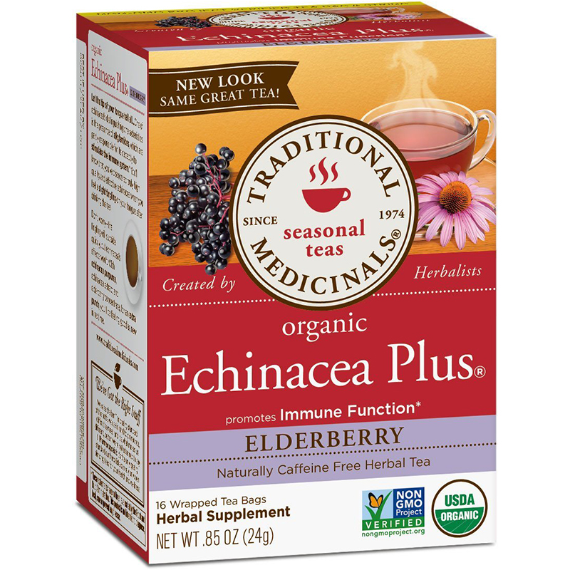 TRADITIONAL MEDICINALS - ORGANIC - NON GMO - (Echinacea Plus | Elderberry) - 16 Tea Bags