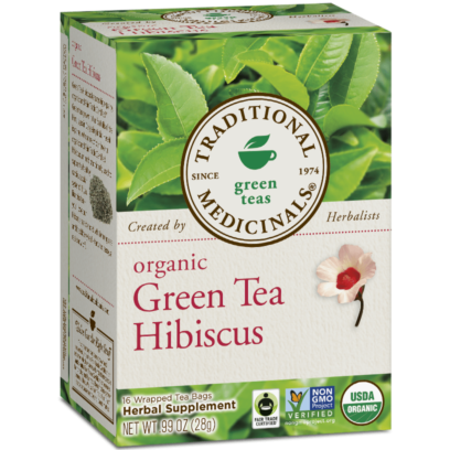 TRADITIONAL MEDICINALS - ORGANIC - NON GMO - (Green Tea Hibiscus) - 16 Tea Bags