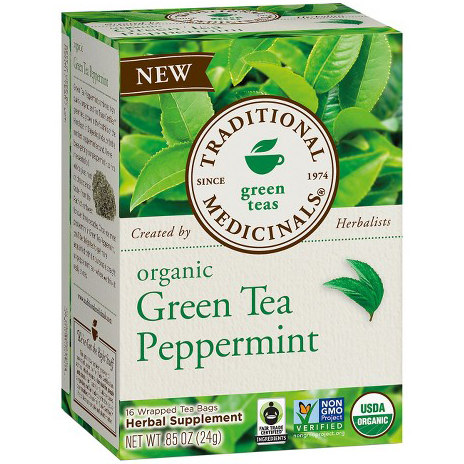 TRADITIONAL MEDICINALS - ORGANIC - NON GMO - (Green Tea Peppermint) - 16 Tea Bags