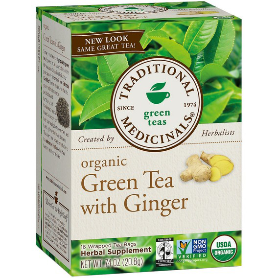 TRADITIONAL MEDICINALS - ORGANIC - NON GMO - (Green Tea /w Ginger) - 16 Tea Bags