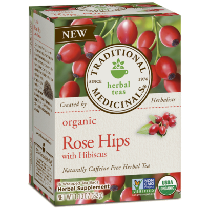 TRADITIONAL MEDICINALS - ORGANIC - NON GMO - (Rose Hips /w Hibiscus) - 16 Tea Bags