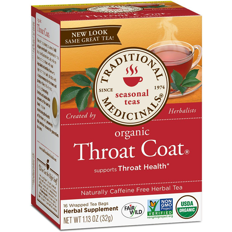 TRADITIONAL MEDICINALS - ORGANIC - NON GMO - (Throat Coat) - 16 Tea Bags
