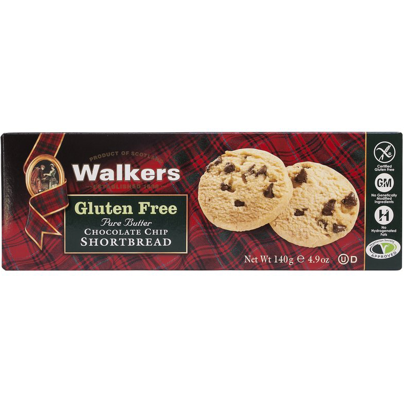 WALKERS - PURE BUTTER CHOCOLATE CHIP SHORTBREAD - GLUTEN FREE - 4.9oz