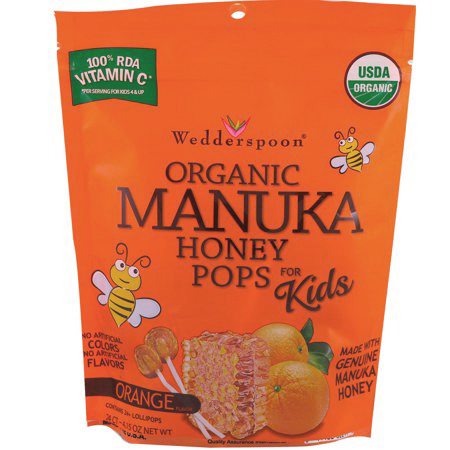 WEDDERSPOON - ORGANIC MANUKA HONEY POPS FOR KIDS - (Orange) - 4.15oz
