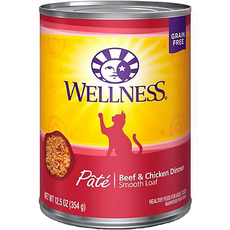 WELLNESS - HEALTHY FOOD FOR ADULT CATS - (Beef & Chicken Dinner) - 12.5oz