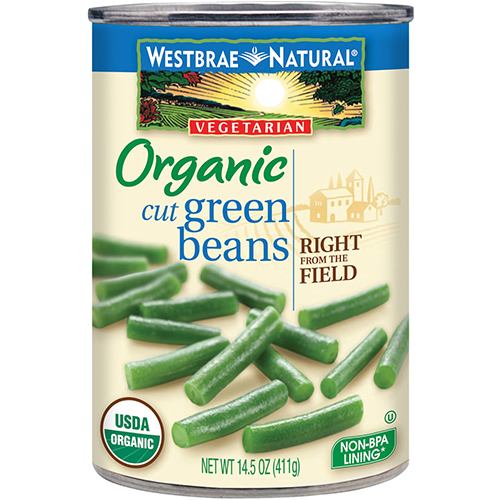 WESTBRAE NATURAL - ORGANIC CUT GREEN BEANS - NON GMO - 15oz