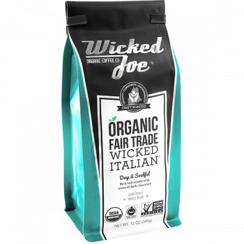 WICKED JOE - ORGANIC FAIR TRADE - NON GMO - (Wicked Italian  | Dark Roast Ground) - 12oz