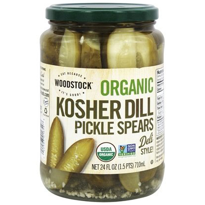 WOODSTOCK - ORGANIC SPEARS KOSHER DILL PICKLES - NON GMO - VEGAN - 24oz