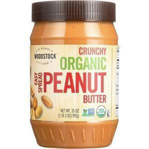 WOODSTOCK - SMOOTH ORGANIC EASY SPREAD PEANUT BUTTER (UNSALTED) - NON GMO - 18oz