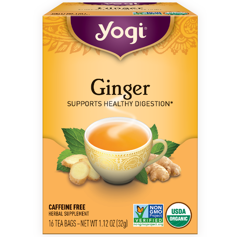YOGI - HERBAL TEA CAFFEINE FREE - NON GMO - (Ginger) - 16 Tea Bags