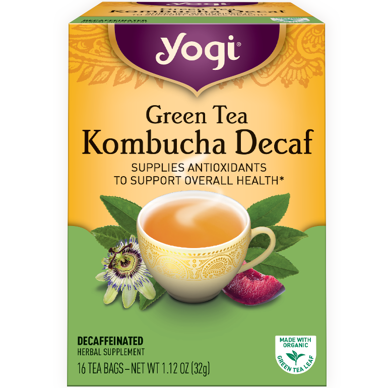 YOGI - HERBAL TEA CAFFEINE FREE - (Green Tea | Kombucha Decaf) - 16 Tea Bags