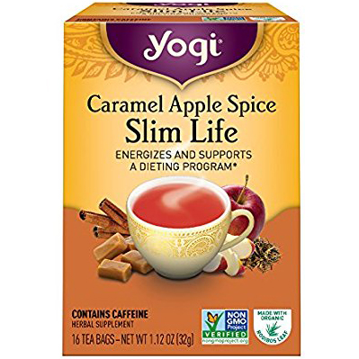 YOGI - HERBAL TEA CAFFEINE FREE - NON GMO - (Caramel Apple Spice Slim Life) - 16 Tea Bags
