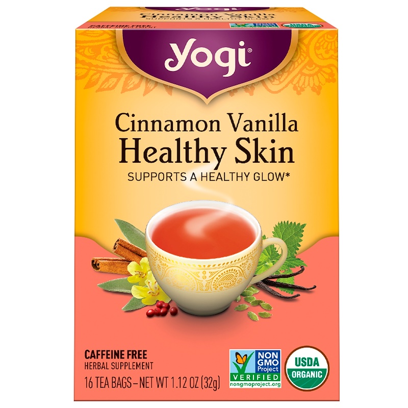 YOGI - HERBAL TEA CAFFEINE FREE - NON GMO - (Cinnamon Vanilla | Healthy Skin) - 16 Tea Bags