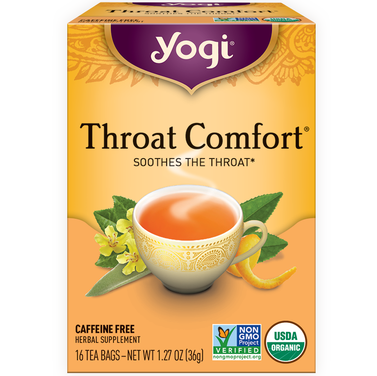 YOGI - HERBAL TEA CAFFEINE FREE - NON GMO - (Throat Comfort) - 16 Tea Bags