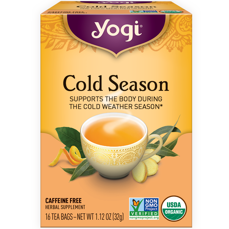 	YOGI - HERBAL TEA CAFFEINE FREE - NON GMO - VEGAN - (Cold Season) - 16 Tea Bags