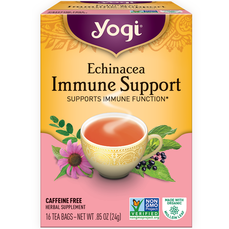 YOGI - HERBAL TEA CAFFEINE FREE - NON GMO - VEGAN - (Echinacea | Immune Support) - 16 Tea Bags