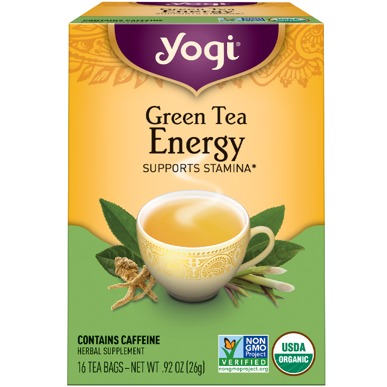 YOGI - HERBAL TEA CAFFEINE FREE - NON GMO - VEGAN - (Green Tea | Energy) - 16 Tea Bags