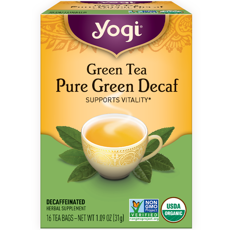 YOGI - HERBAL TEA CAFFEINE FREE - NON GMO - VEGAN - (Green Tea | Pure Green Decaf) - 16 Tea Bags