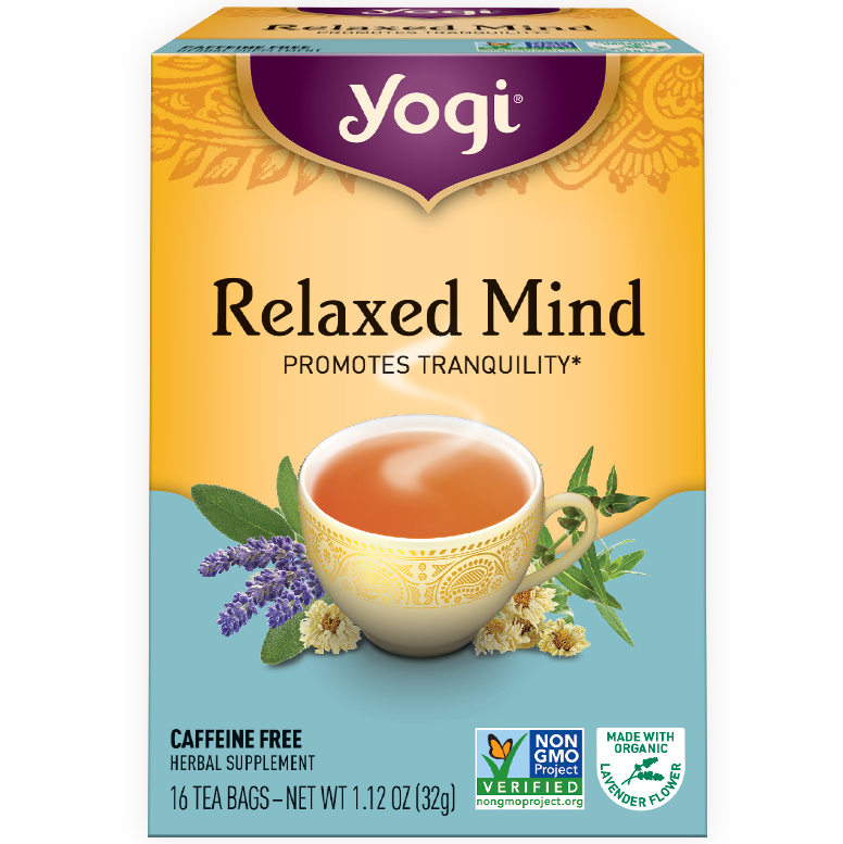 YOGI - HERBAL TEA CAFFEINE FREE - NON GMO - (Relaxed Mind) - 16 Tea Bags